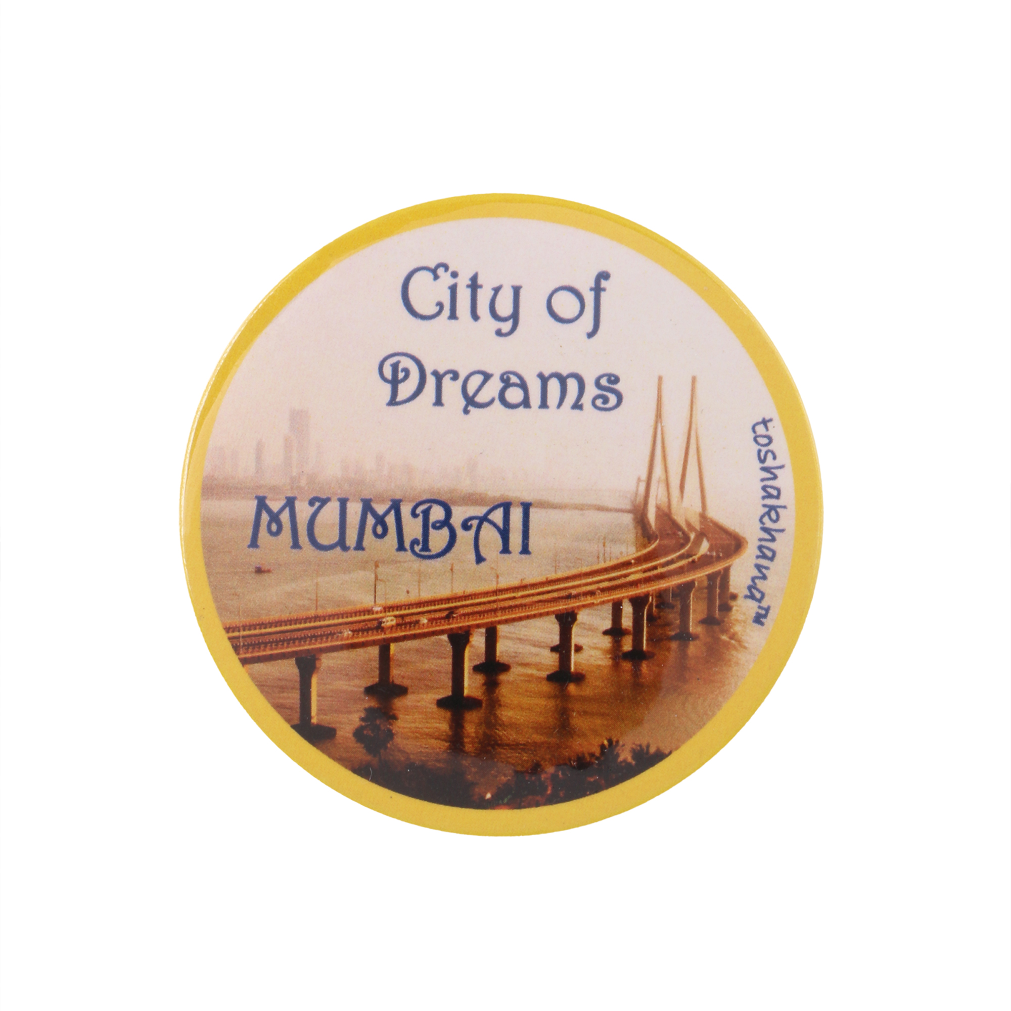 Button Pin Badge Cum Fridge Magnet Worli Sea Link City of Dreams
