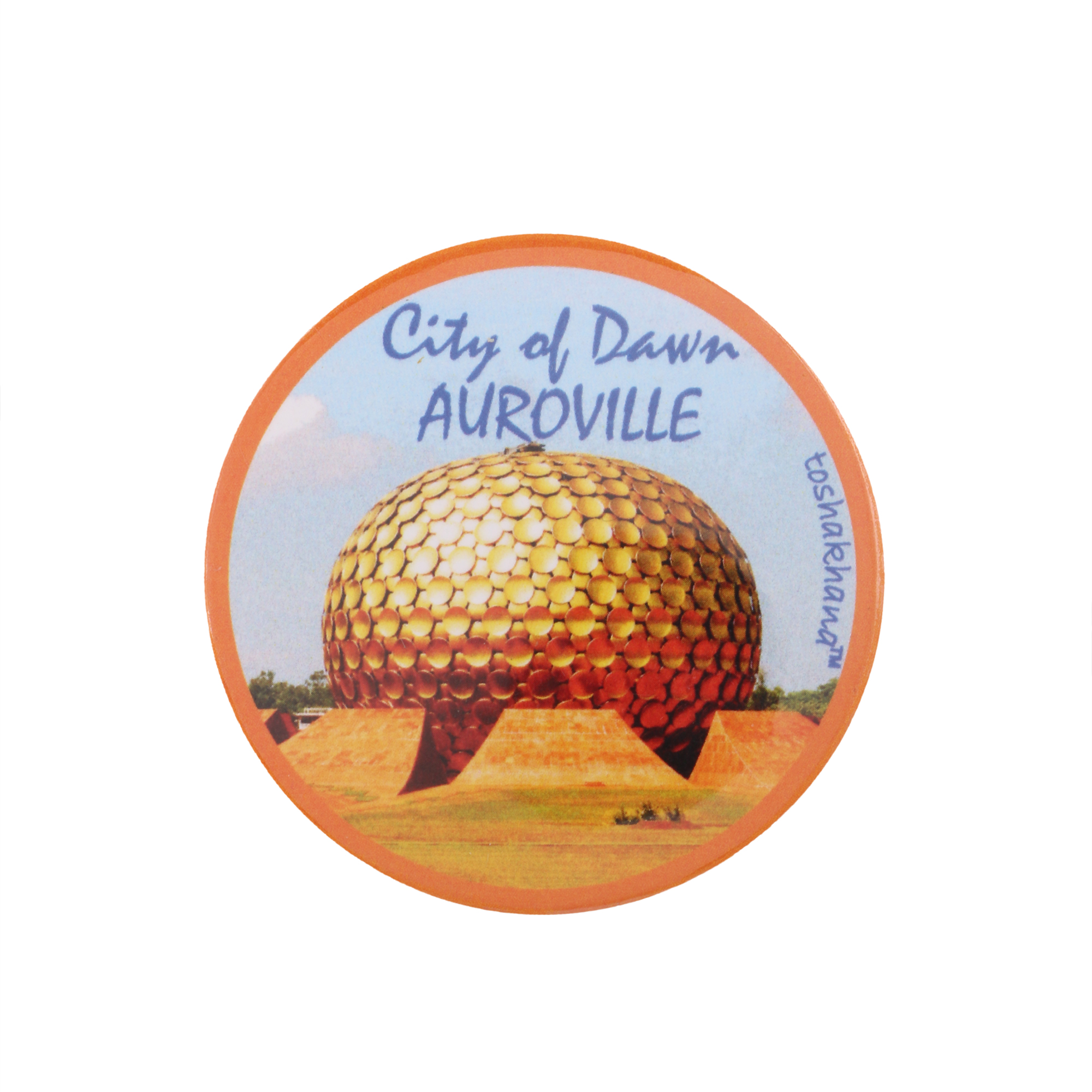 Button Pin Badge cum Fridge Magnet City Of Dawn Auroville