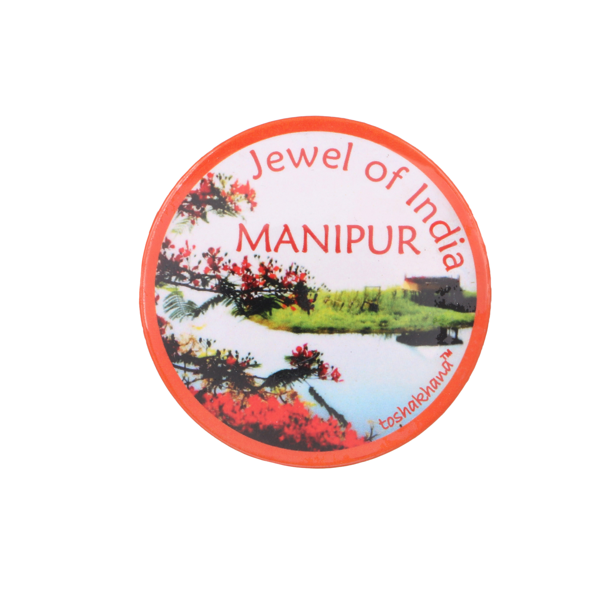 Button Pin Badge Cum Fridge Magnet Jewel of India Manipur