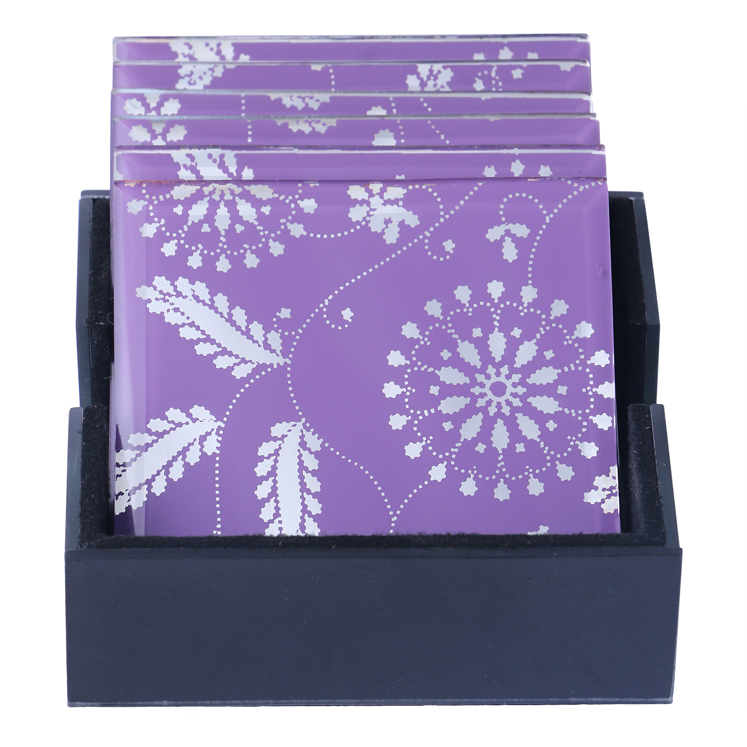 Glass Coaster Set Chikankari Art Uttar Pradesh