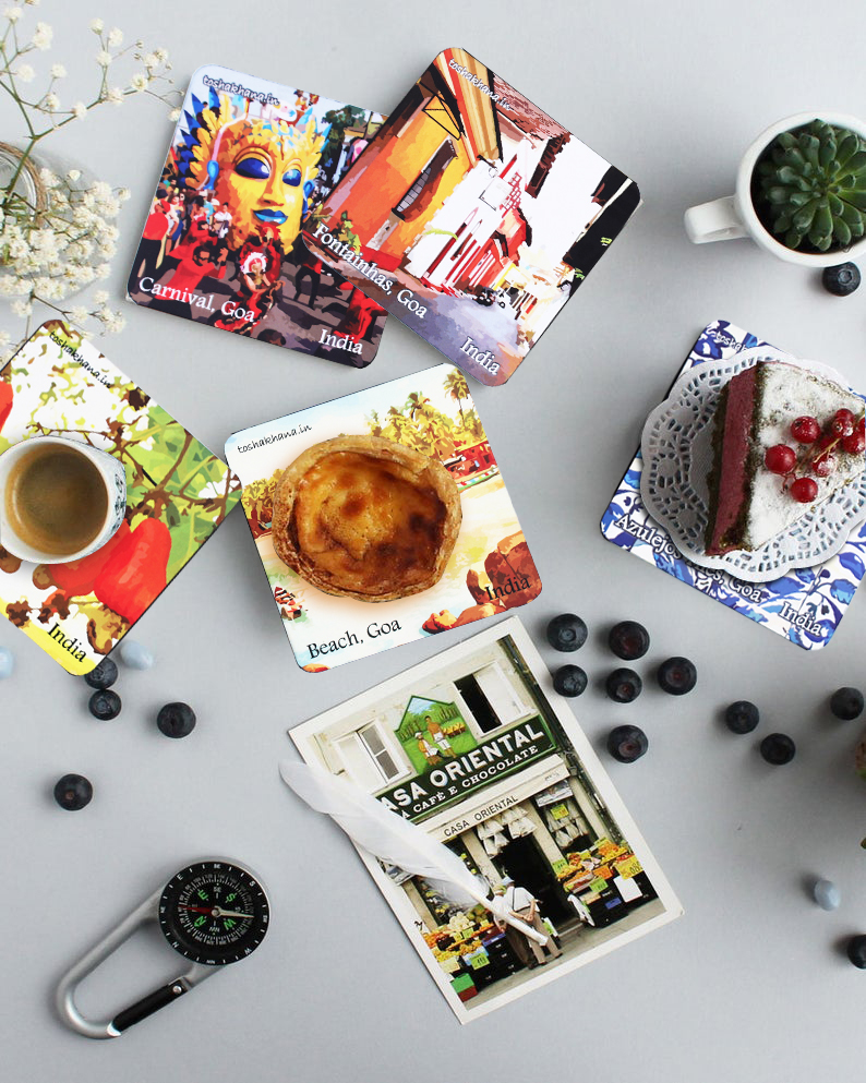 Holiday Destination Goa MDF Coaster Set with Holder