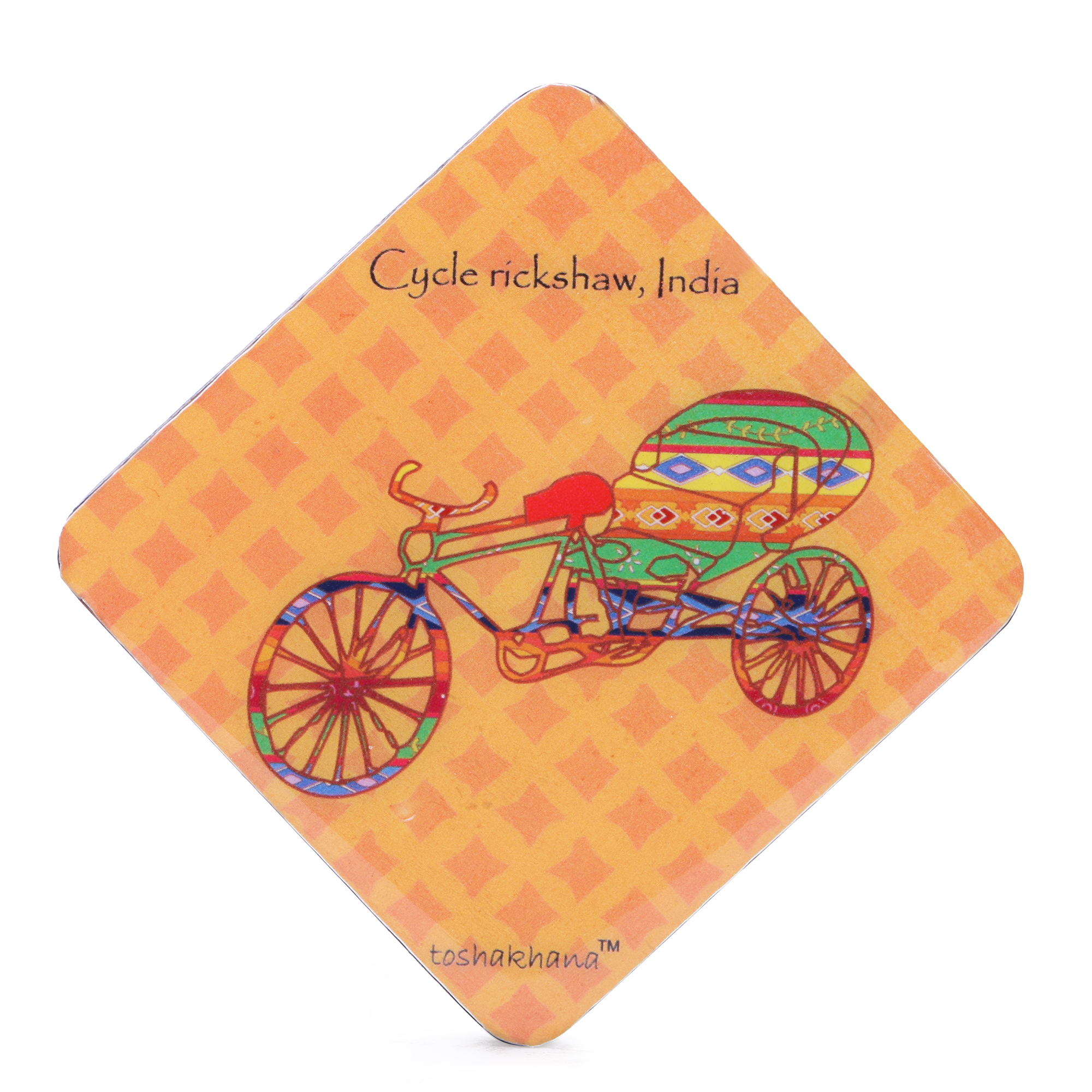 Cycle Rickshaw MDF Fridge Magnet Cum Coaster