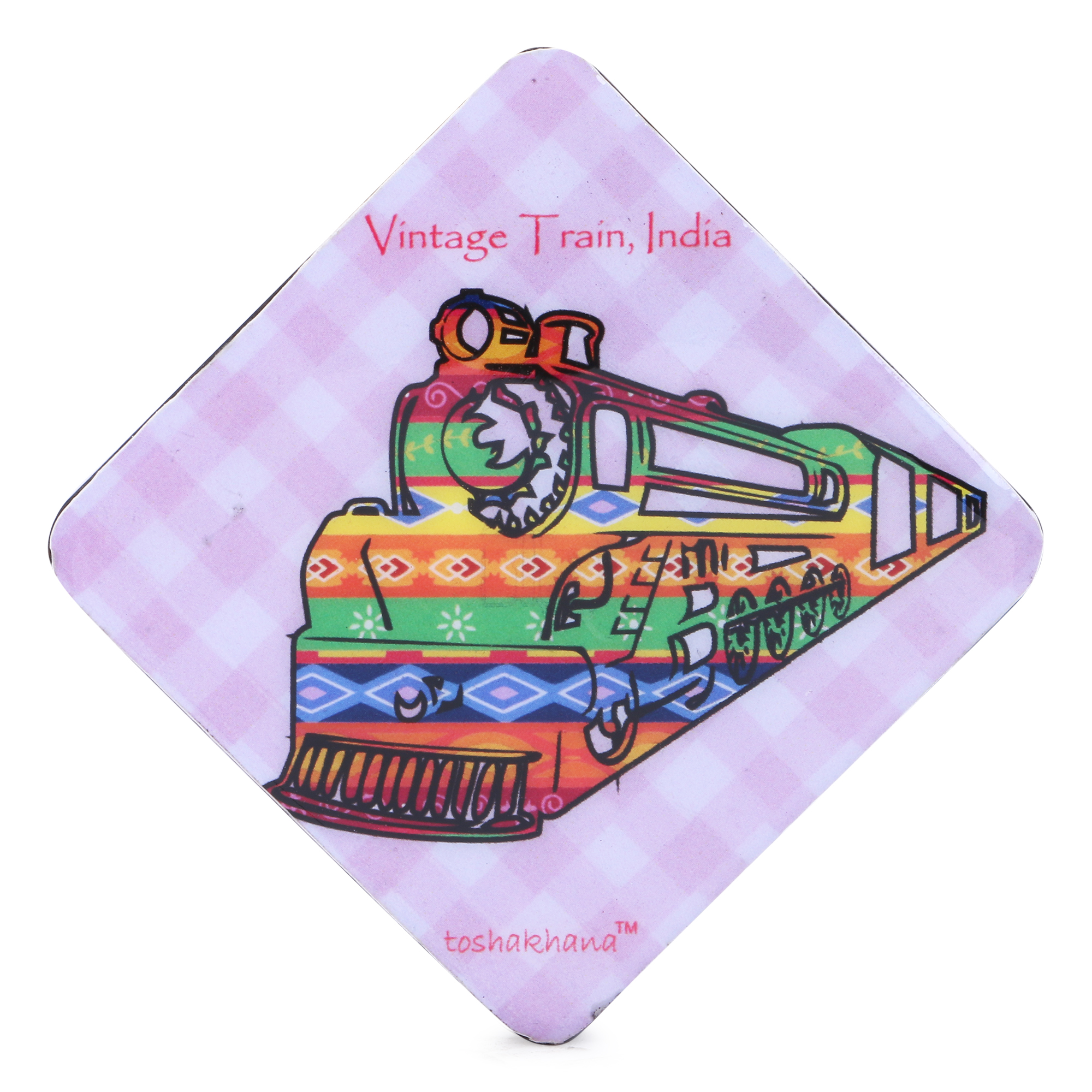 Vintage Train MDF Fridge Magnet Cum Coaster