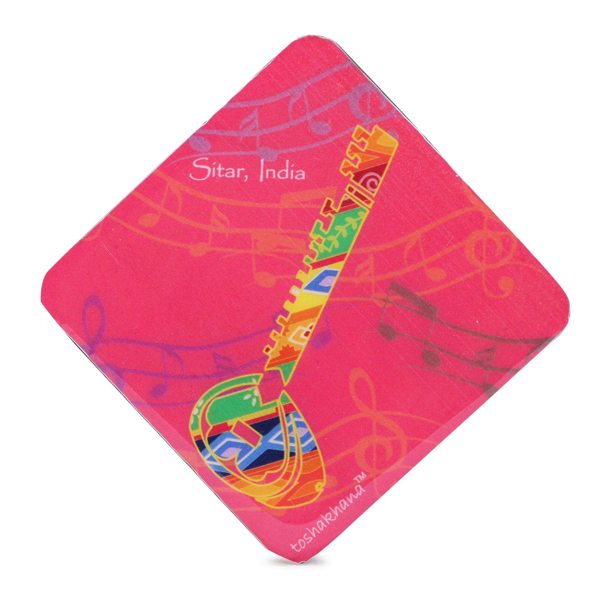 Sitar MDF Fridge Magnet Cum Coaster