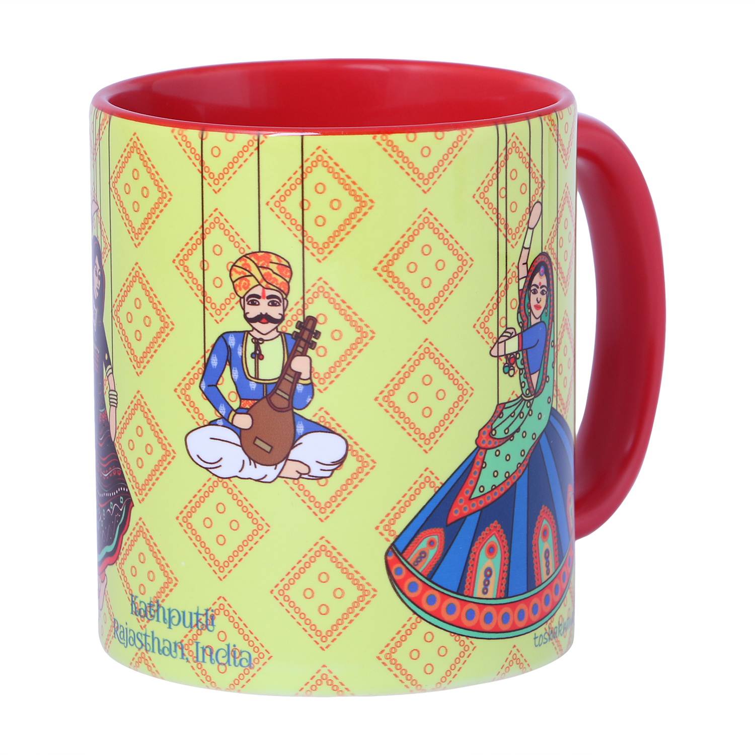 Ceramic Coffee Mug Bandhej Kathputli Rajasthan